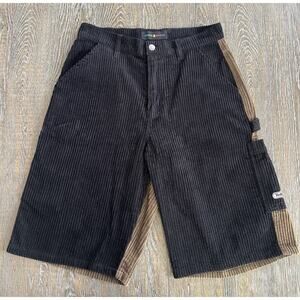 TEDDY FRESH Men’s Corduroy Shorts Black Brown Pockets Sz 28 Perfect Condition